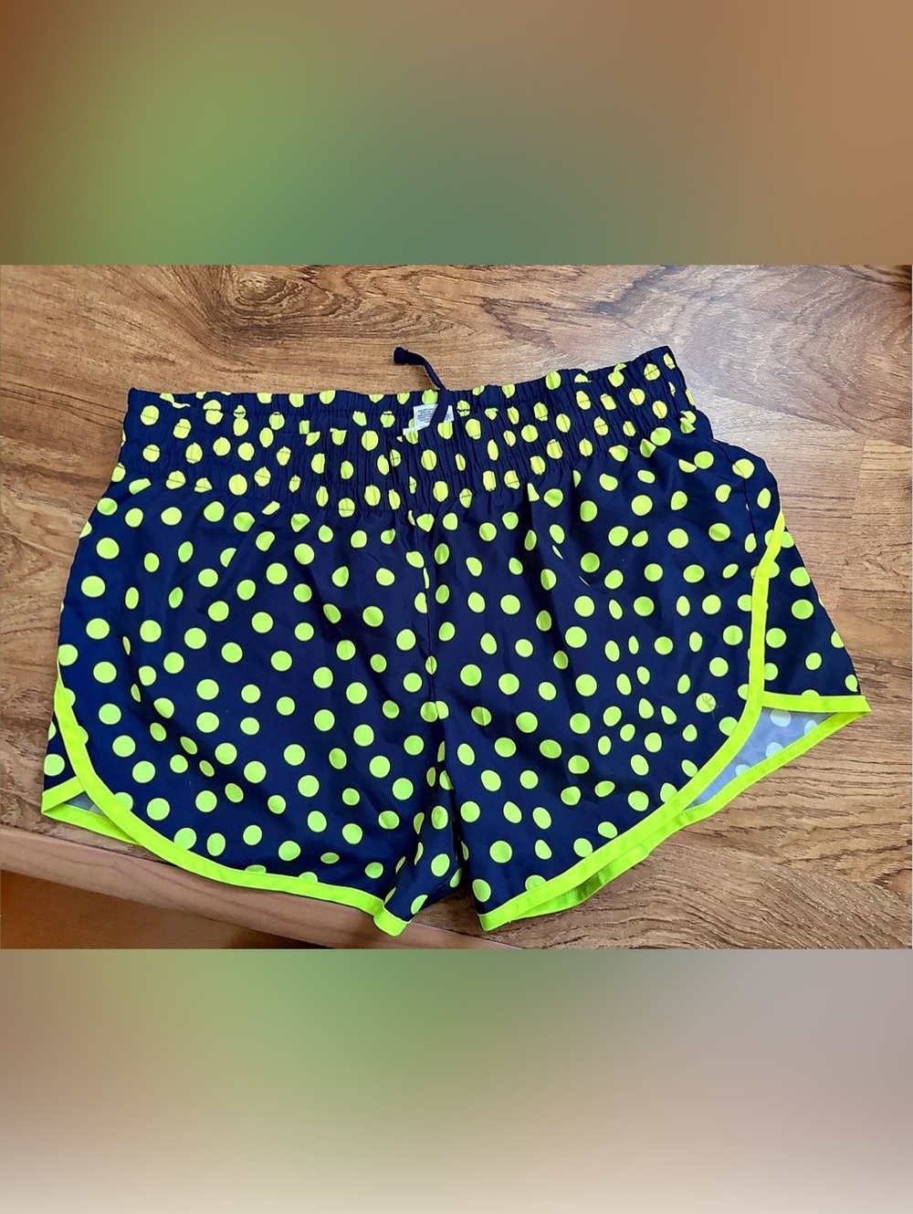 Polka Dot Athletic Shorts in Blue & Green Size Medium Like N